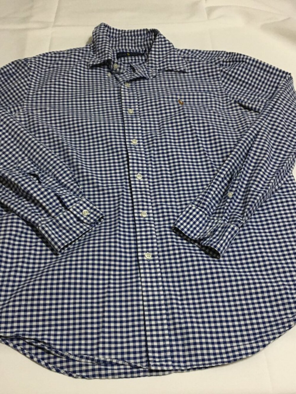 Ralph Lauren Mens Large Long Sleeve Button Down Shirt Blue Plaid